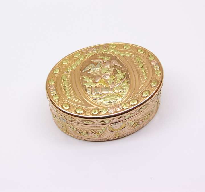 Louis XV oval coloured gold box